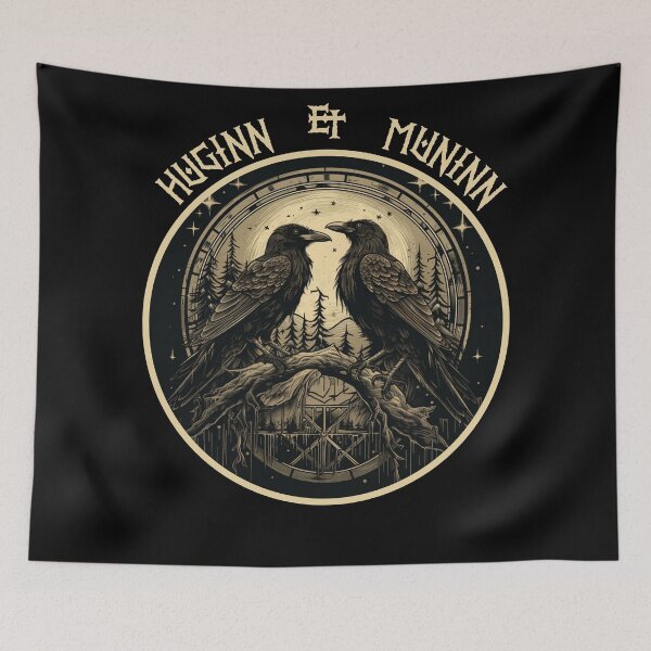 Item preview, Odin Ravens Huginn and Muninn Norse Mythology designed and sold by Chmielayka.
