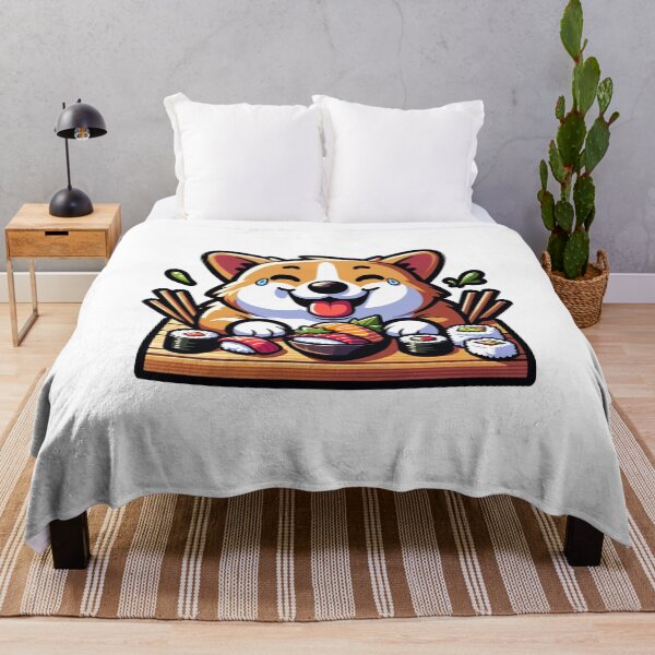 Item preview, corgi eating sushi designed and sold by FerdiEverywhere.