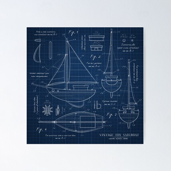 Item preview, Toy Sailboat Blueprint designed and sold by Abbey Ash.