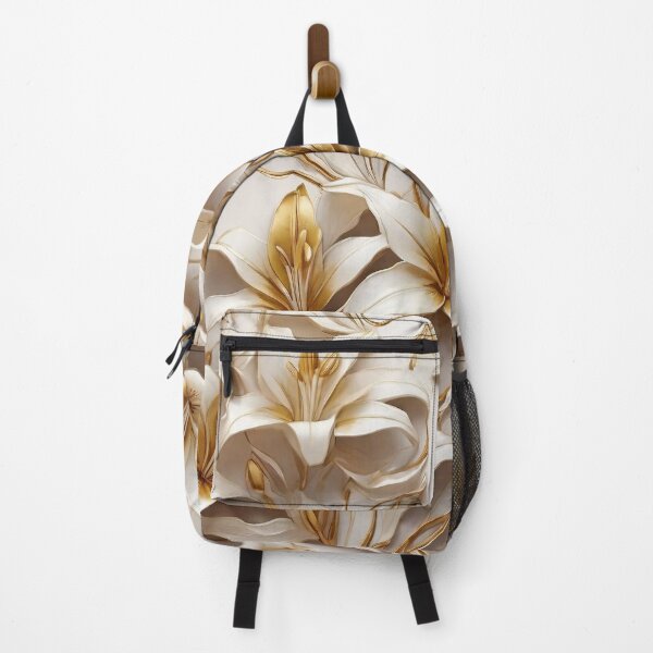 Item preview, White Gold Lilies: Luxurious Repeat Pattern designed and sold by monetdesignsred.
