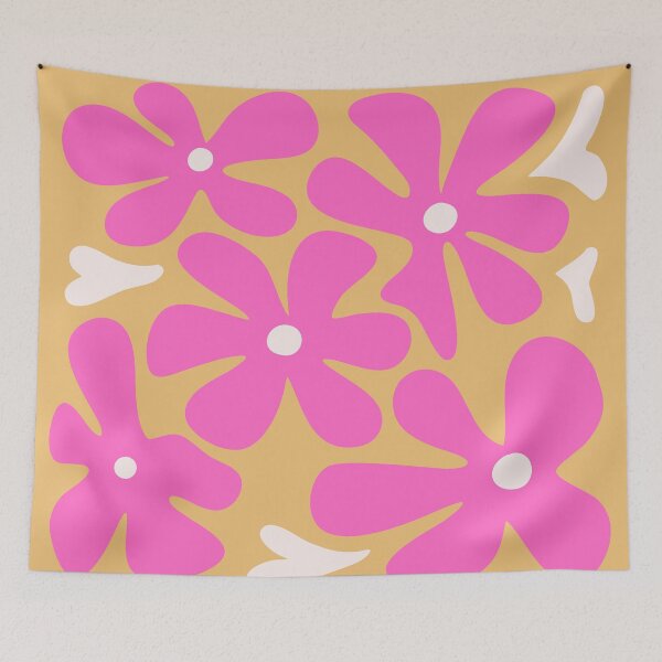 Item preview, Fuchsia flowers on mustard background designed and sold by AcuarelasCA.