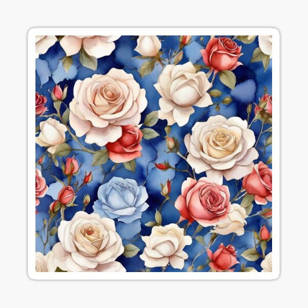 Item preview, White Blue Roses: Serene Repeat Pattern designed and sold by monetdesignsred.