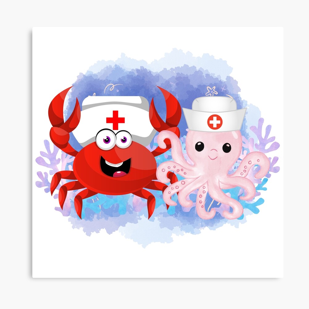 Póster for Sale con la obra «Doctor cangrejo y pulpo enfermera» de  SENSEOFMIRACLE | Redbubble