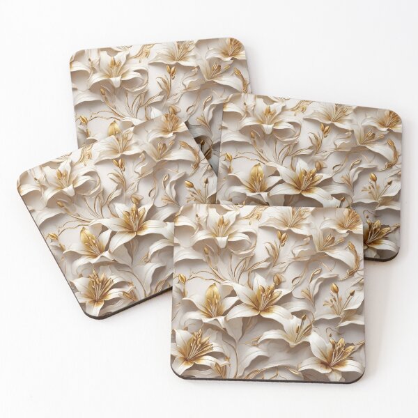 Item preview, White Gold Lilies: Luxurious Repeat Pattern designed and sold by monetdesignsred.