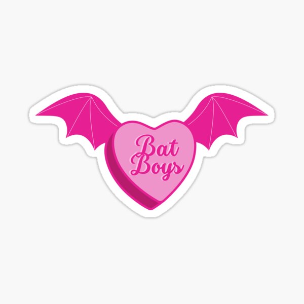 Item preview, Pink Bat Boys Candy Heart Acotar Sticker Night Court Velaris Thorns and Roses designed and sold by Mombacho Arts.