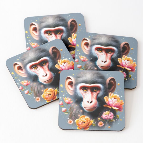 Item preview, young baboon surrounded by flowers designed and sold by janjacbu.