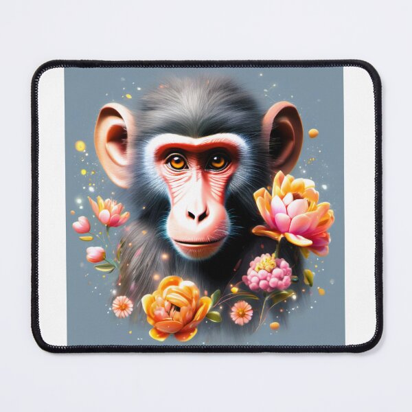 Item preview, young baboon surrounded by flowers designed and sold by janjacbu.