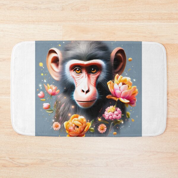 Item preview, young baboon surrounded by flowers designed and sold by janjacbu.