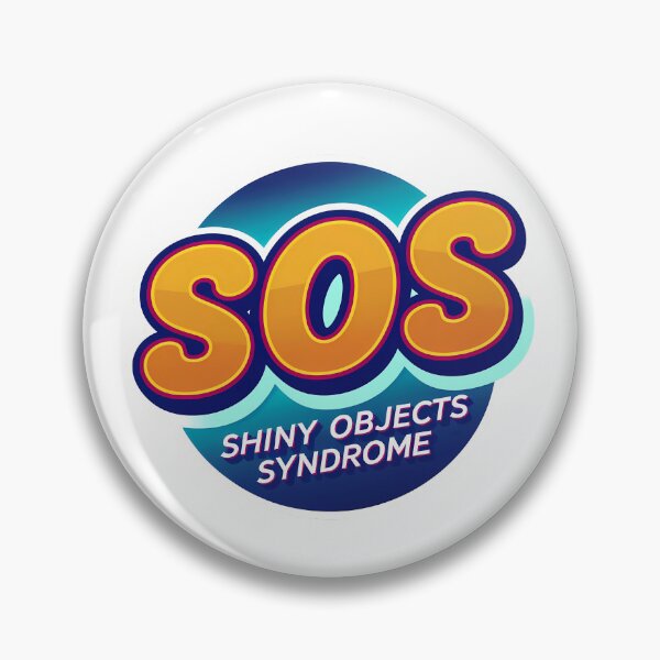 Artikelvorschau, 'Shiny New Objects Syndrome' Blue And Orange Typography Design entworfen und verkauft von WatermelonPink.