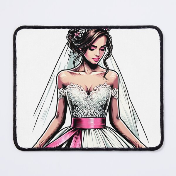 Item preview, Beautiful Bride with White Dress and Pink Sash designed and sold by PassionforLove.