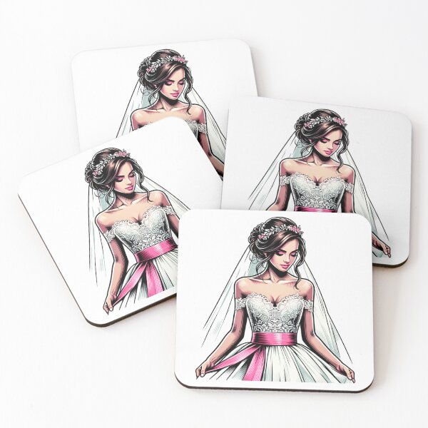 Item preview, Beautiful Bride with White Dress and Pink Sash designed and sold by PassionforLove.