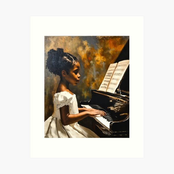 Item preview, Oil Painting Of Black Girl Playing The Piano designed and sold by Rell1970.