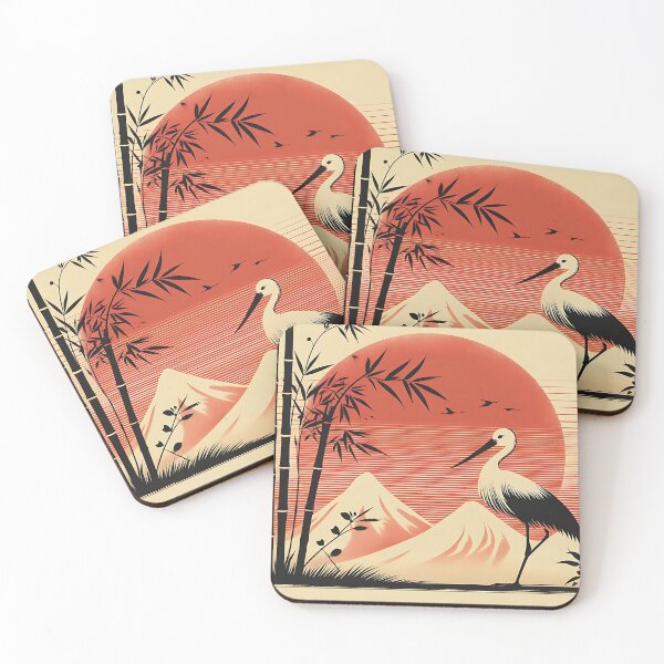Item preview, Crane and Bamboo Japanese Art designed and sold by NebulaGifts.