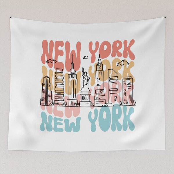 Item preview, Wavy New York Text with the NYC Skyline designed and sold by StatewearLLC.
