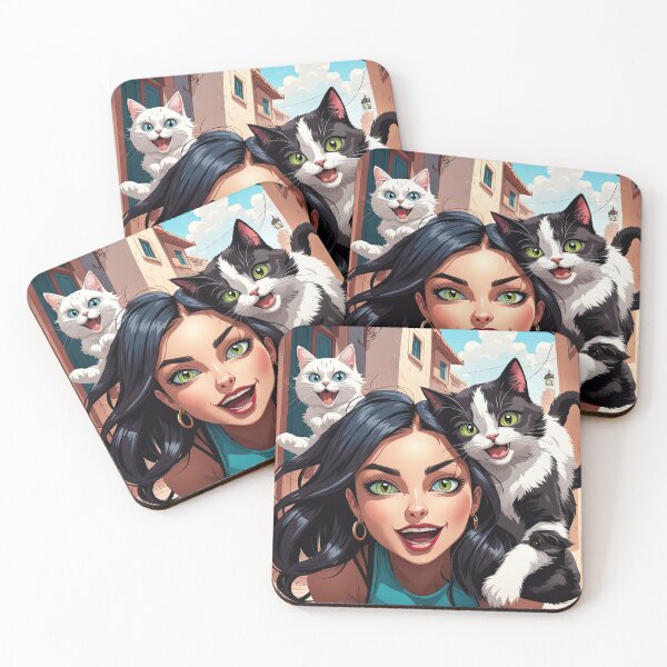 Item preview, Crazy Girl and Cat - 3 designed and sold by cyberartstudiox.
