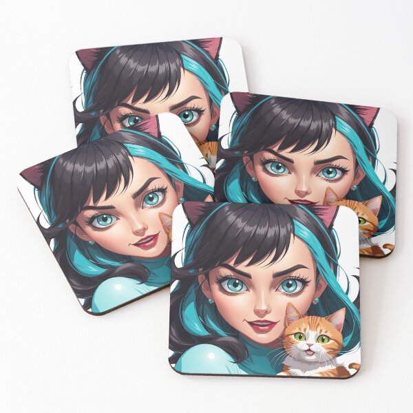 Item preview, Crazy Girl and Cat - 4 designed and sold by cyberartstudiox.