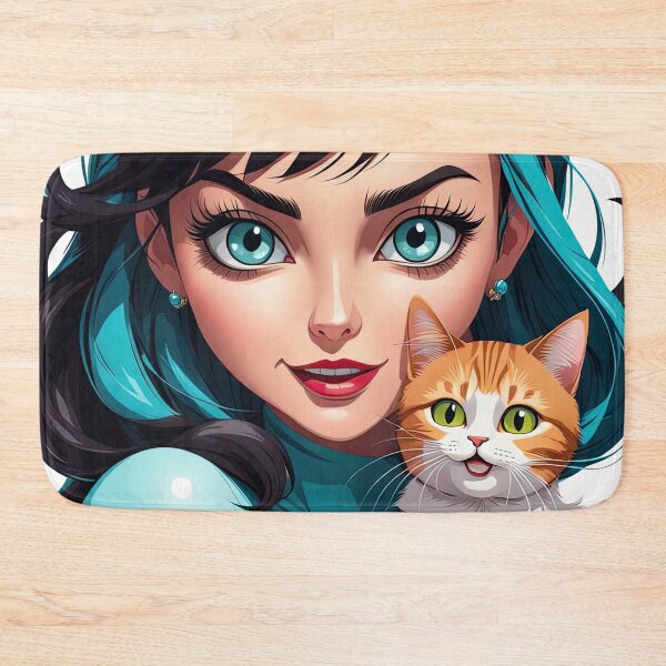 Item preview, Crazy Girl and Cat - 4 designed and sold by cyberartstudiox.