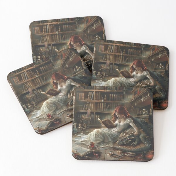 Item preview, Beautiful woman with Dragon in Library designed and sold by kalyssa44.