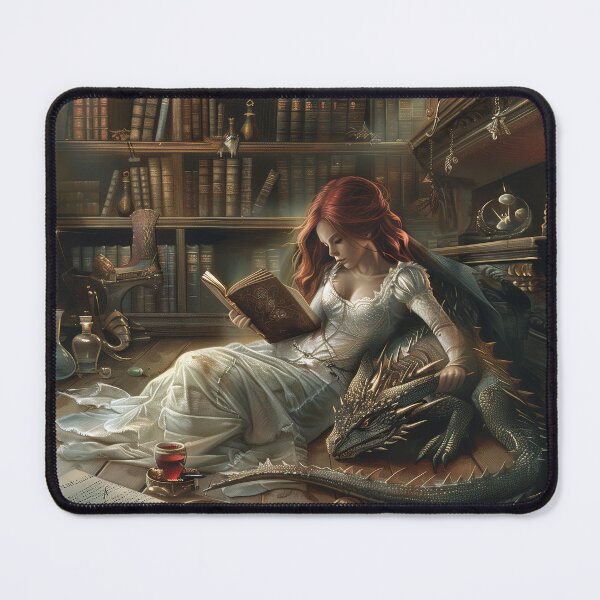 Item preview, Beautiful woman with Dragon in Library designed and sold by kalyssa44.