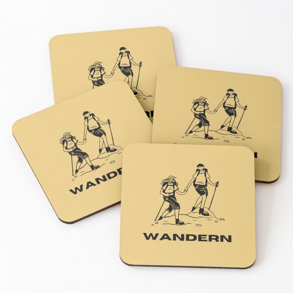 Item preview, Wandern | Illustration of a Couple Hiking | Yellow Background designed and sold by RM-Journey.