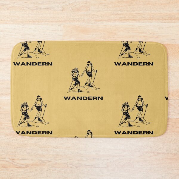 Item preview, Wandern | Illustration of a Couple Hiking | Yellow Background designed and sold by RM-Journey.