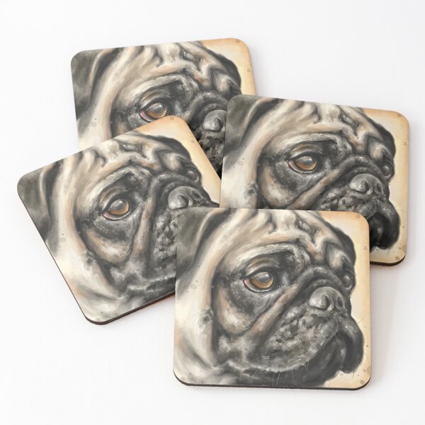 Item preview, Contemporary Painting of a Pug with Big Gorgeous Eyes on Light Background designed and sold by ibadishi.