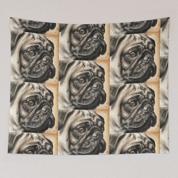 Item preview, Contemporary Painting of a Pug with Big Gorgeous Eyes on Light Background designed and sold by ibadishi.