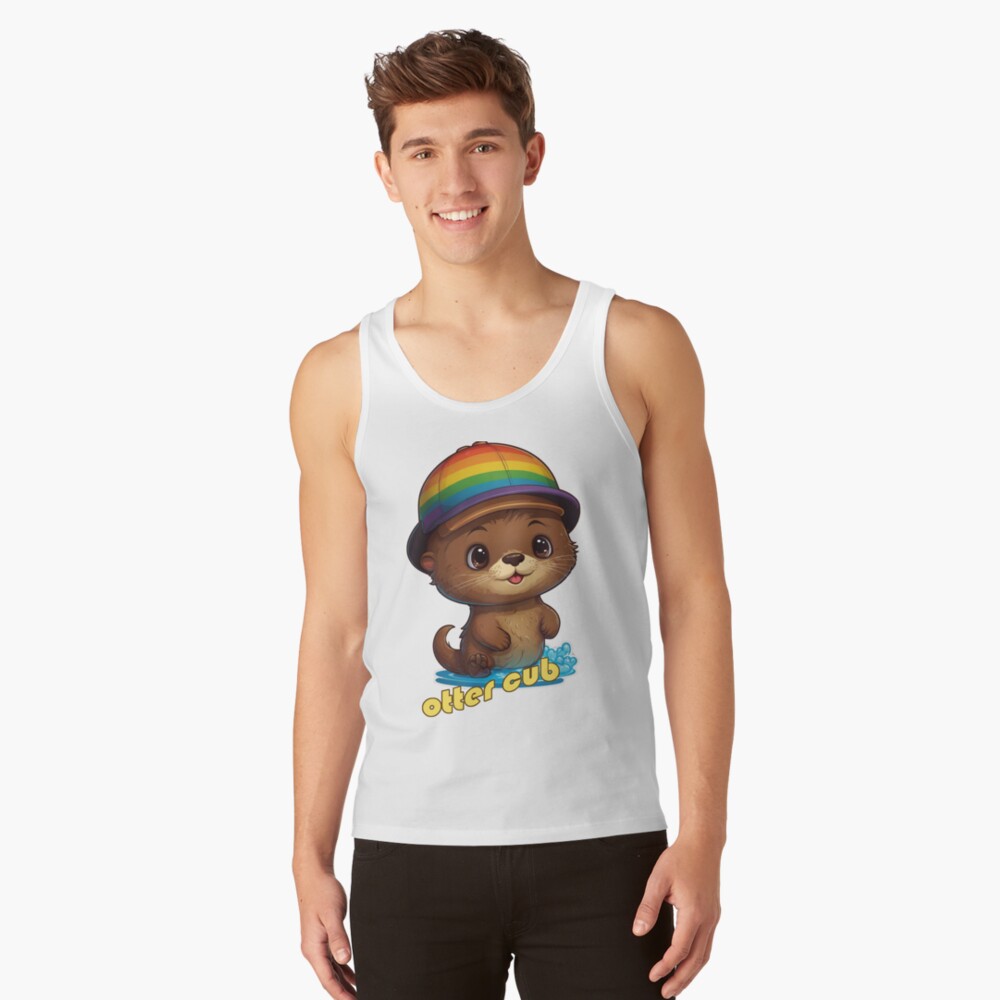 rainbow cartoon brown otter cub - gay body type