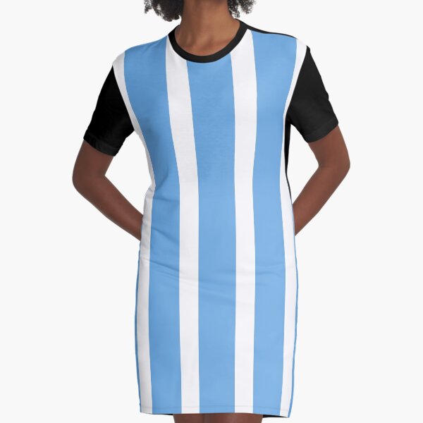 Sky blue and white stripes, Argentina Flag Colors Graphic T-Shirt Dress