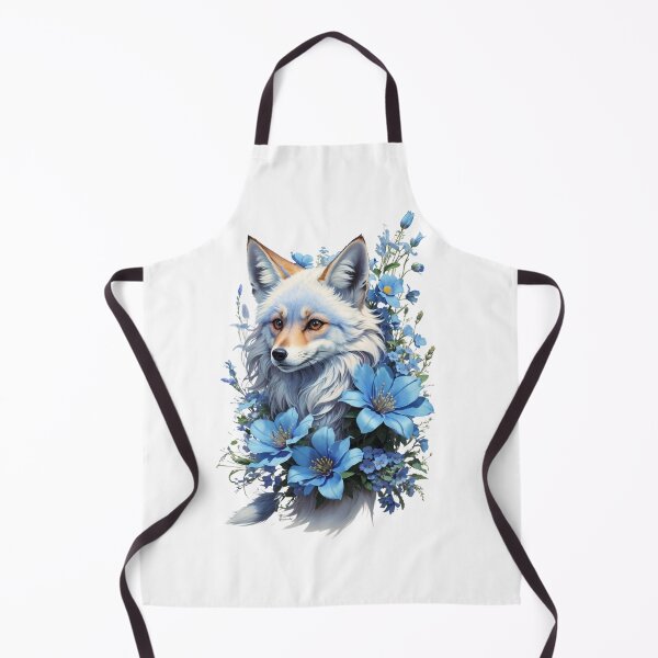 Item preview, Fox art, blue flowery fox ,Fox Illustration designed and sold by PrintMystique.