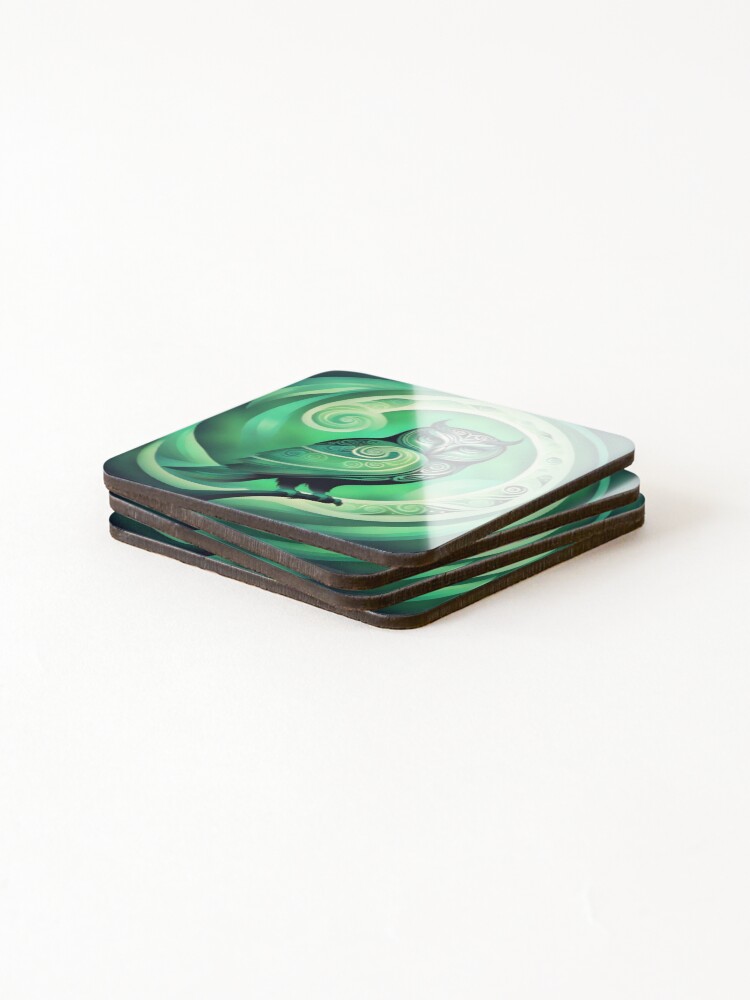 Thumbnail 4 of 5, Coasters (Set of 4), Emerald Night Watcher designed and sold by NesianUnity.