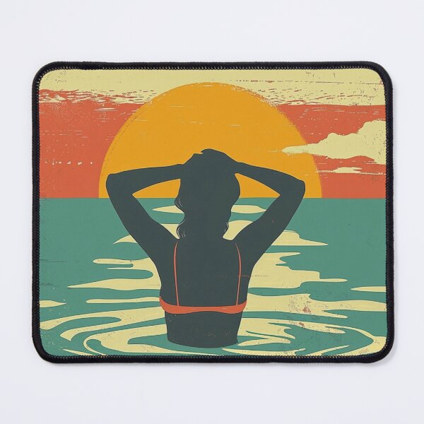 Item preview, Woman in the water – retro sunset designed and sold by Wildflow Creations.