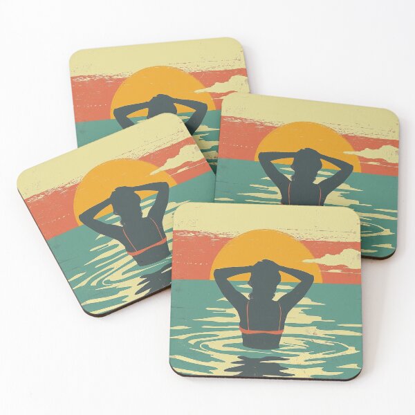 Item preview, Woman in the water – retro sunset designed and sold by Wildflow Creations.