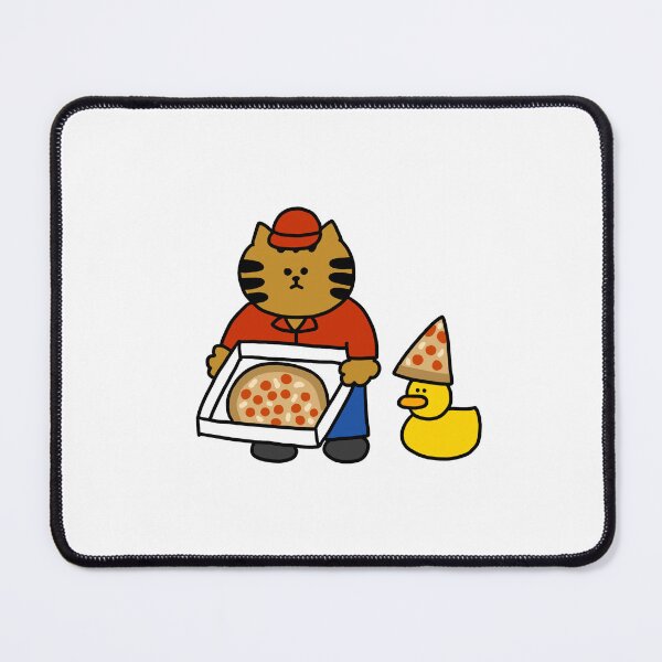 Item preview, a Cat and a Duck delivering a pizza designed and sold by superbaechoo.