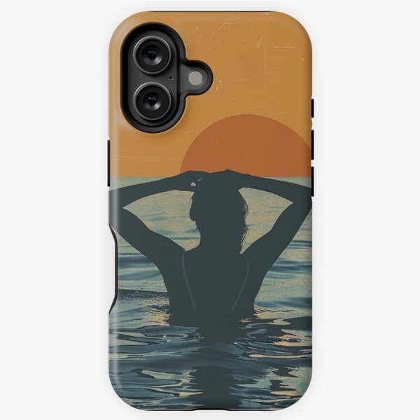 Aperçu de l'œuvre Femme dans l’eau – coucher de soleil rétro 2 créée et vendue par Wildflow Creations.