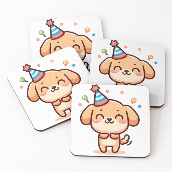 Item preview, Kawaii Dog With Party Hat designed and sold by CanvasCutie.