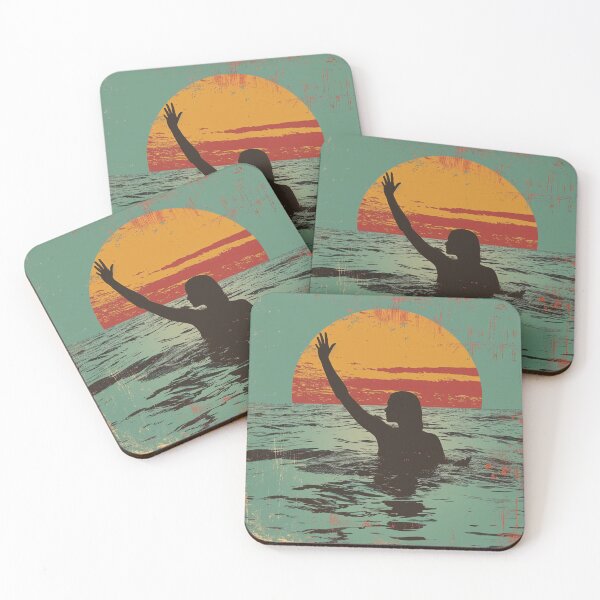 Item preview, Woman in the water – retro sunset 3 designed and sold by Wildflow Creations.