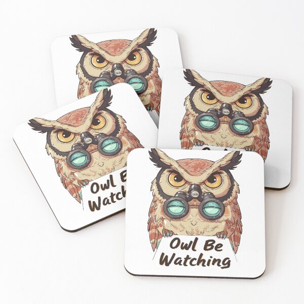 Item preview, Owl Be Watching - Vigilant Owl with Binoculars designed and sold by Liseri.