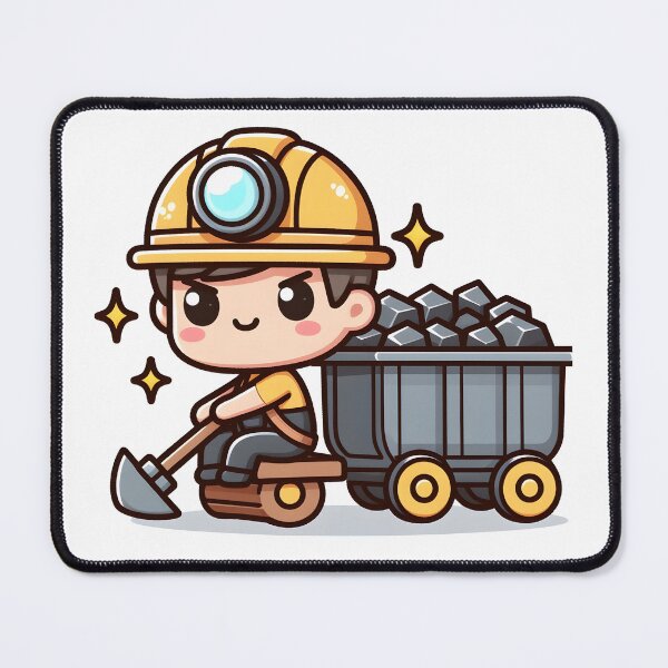 Item preview, Kawaii Miner With A Mining Cart And A Helmet designed and sold by CanvasCutie.