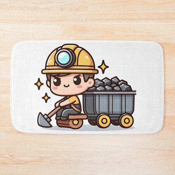Item preview, Kawaii Miner With A Mining Cart And A Helmet designed and sold by CanvasCutie.