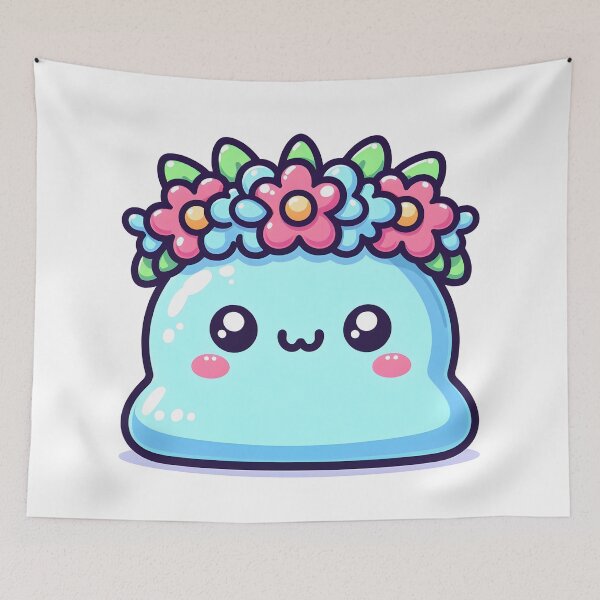 Item preview, Kawaii Cute Slime With Flower Crown designed and sold by CanvasCutie.