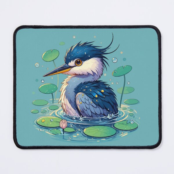 Item preview, Kawaii Anime Heron Bath With Water Lily designed and sold by TomFrontierArt.