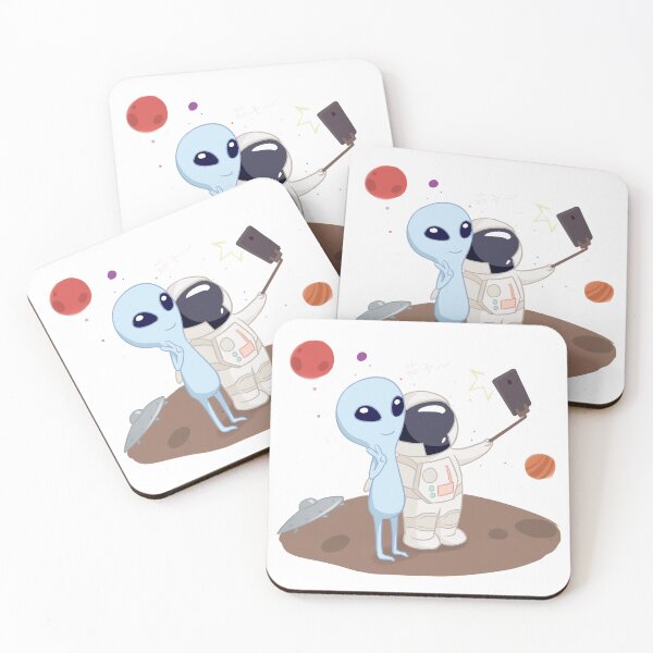 Item preview, Astronaut taking a photo with alien designed and sold by ShopMaxiDesigns.