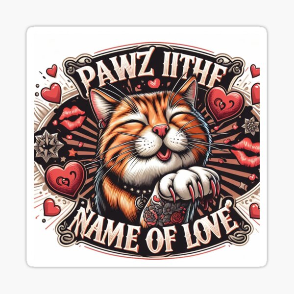 Pawz in the name of love Cat Art Sticker