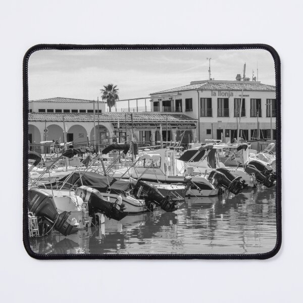 Item preview, Puerto Pollensa Marina La Llonja Restaurant Black And White designed and sold by GG WALL ART.