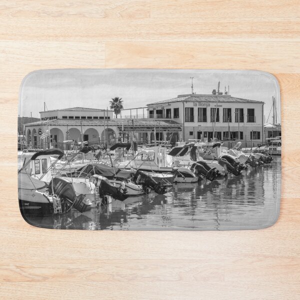 Item preview, Puerto Pollensa Marina La Llonja Restaurant Black And White designed and sold by GG WALL ART.
