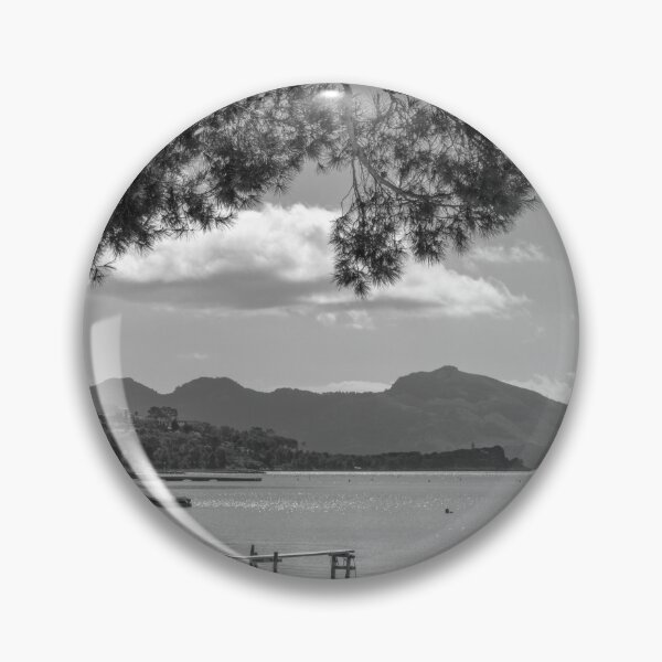 Item preview, Puerto Pollensa Mallorca Pine Walk Jetty BlackAnd White designed and sold by GG WALL ART.