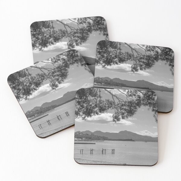 Item preview, Puerto Pollensa Mallorca Pine Walk Jetty BlackAnd White designed and sold by GG WALL ART.
