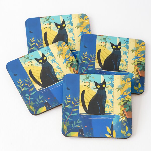 Item preview, Cute Black Cat Sitting In Flowerpot designed and sold by CoolMantras.