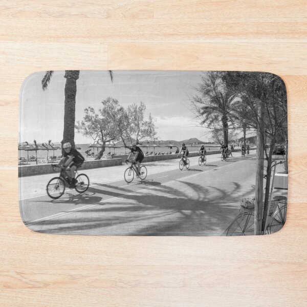 Item preview, Puerto Pollensa Mallorca Cyclists Black And White designed and sold by GG WALL ART.